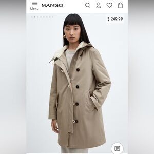 MANGO Midi-parka with shearling collar